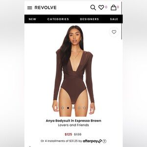 Lovers and Friends Espresso Brown Anya Bodysuit